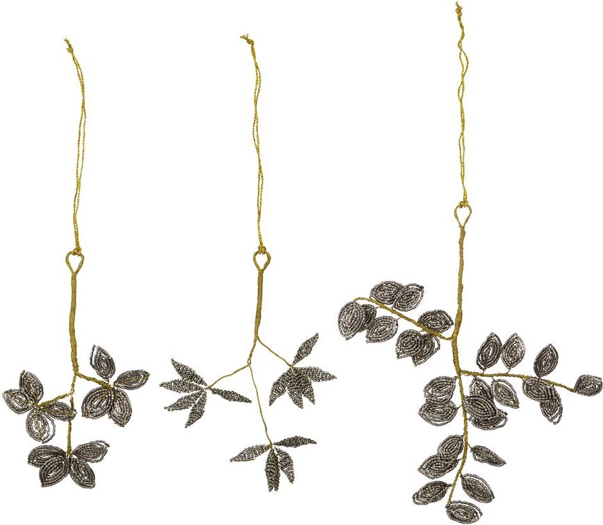 Pearl Décorations de Noël grises et dorées, Lot de 3