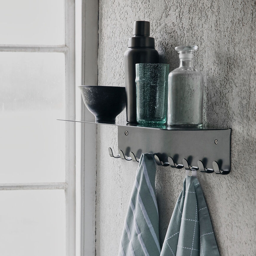 Perchero de pared con estante Book, negro