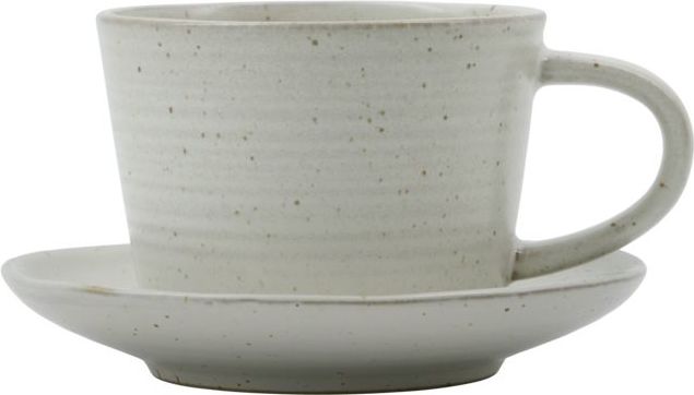 Pion Tasse grau-weiß mit Untertasse