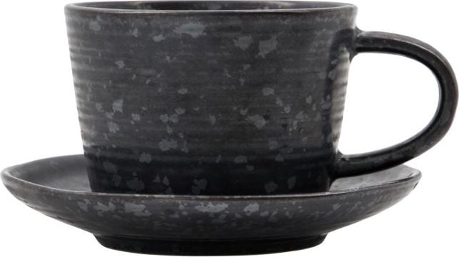 Pion Tasse schwarz-braun mit Untertasse