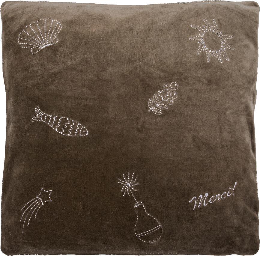 Play Housse de Coussin décorative, 50 x 50 cm, marron