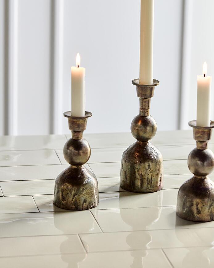 Portavelas de latón antiguo Cast, para velas clásicas, 2 unidades