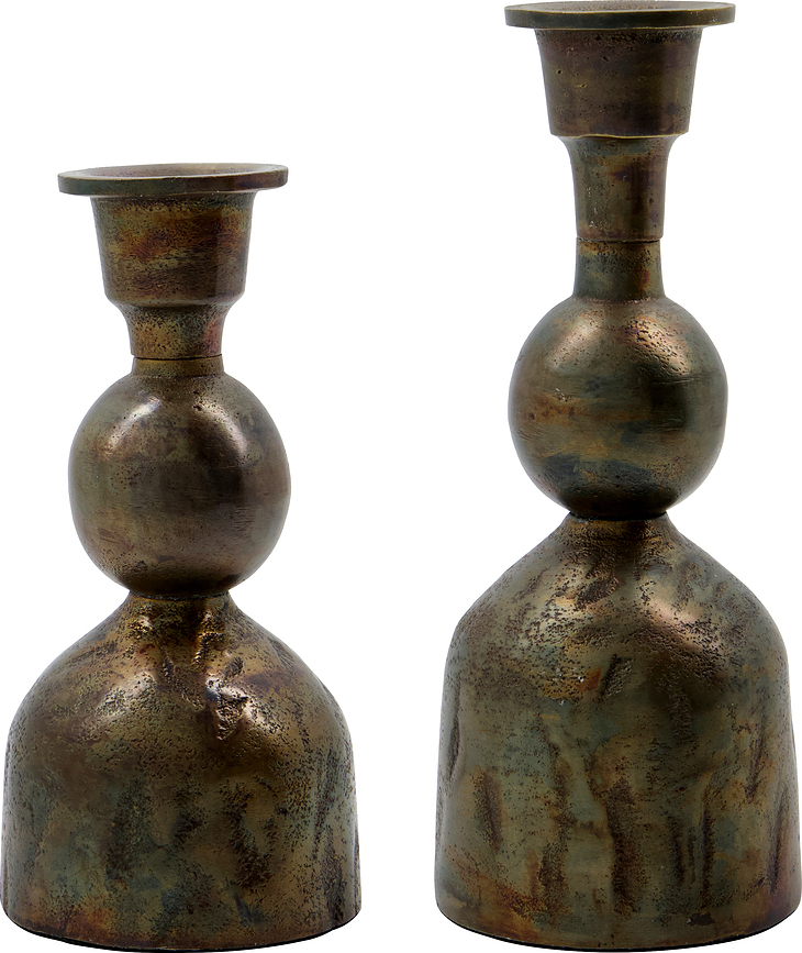 Portavelas de latón antiguo Cast, para velas clásicas, 2 unidades