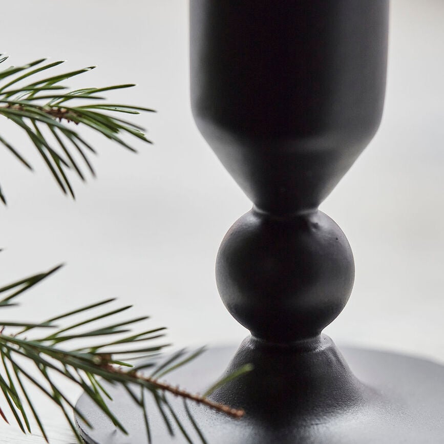 Portavelas Folk, para vela clásica, 7 cm, negro