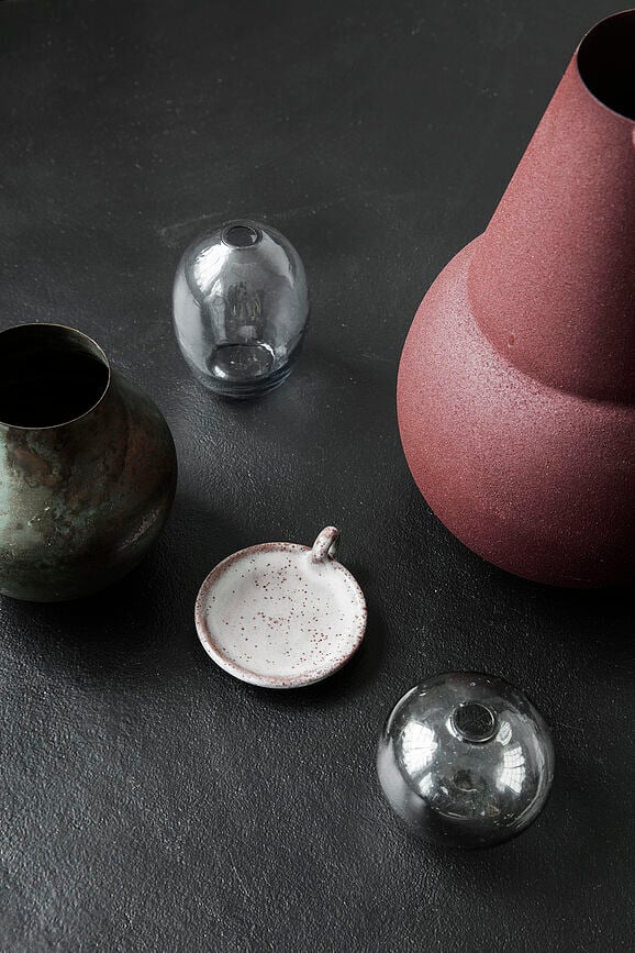 Portavelas Freja, 8 cm, gris y rojo