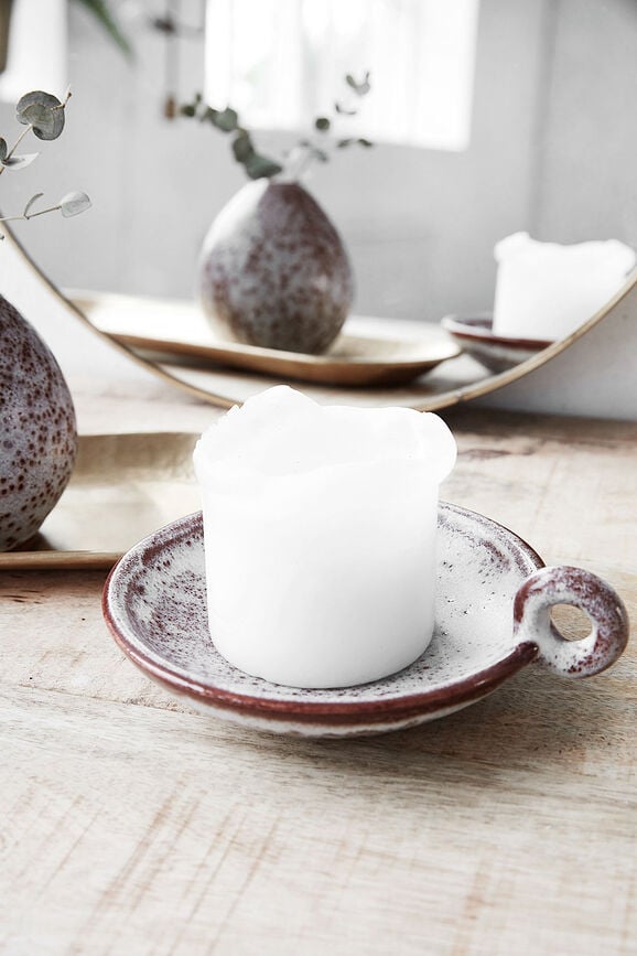 Portavelas Freja, 8 cm, gris y rojo