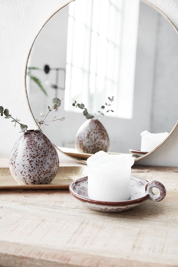 Portavelas Freja, 8 cm, gris y rojo