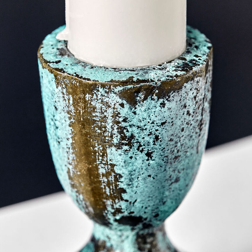 Candelabro Cupa para vela clásica, 8,5 cm, verde antiguo