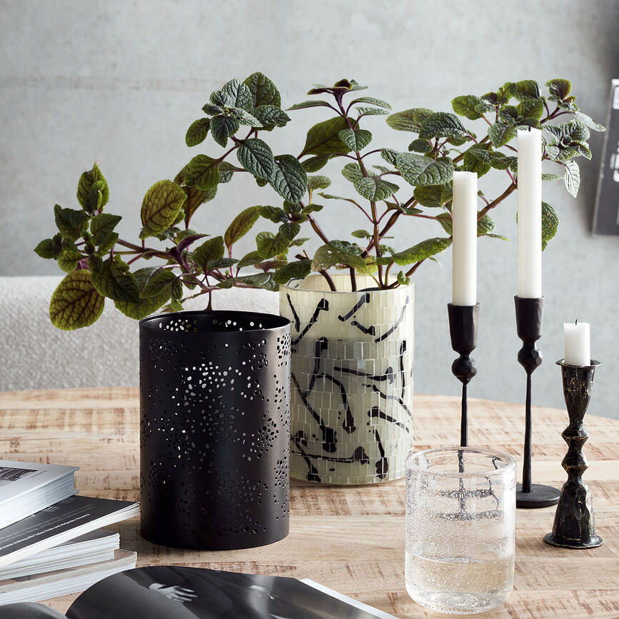 Portavelas para vela de té Rando, 19 cm, negro