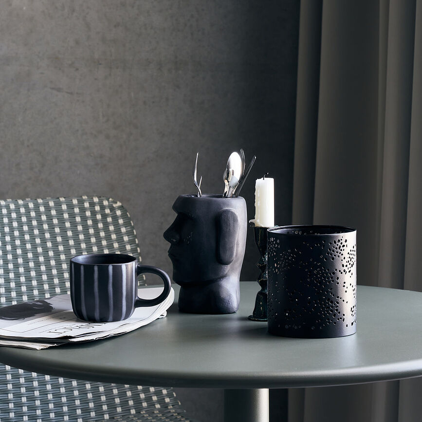 Portavelas para vela de té Rando, 19 cm, negro