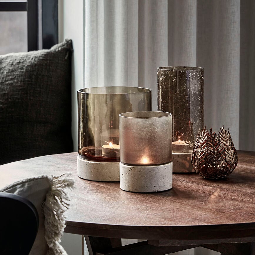 Portavelas Rivo, 14 cm, marrón