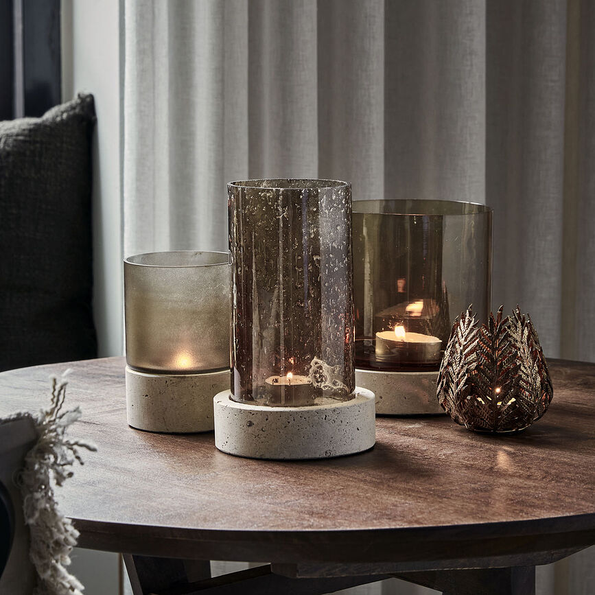 Portavelas Rivo, 14 cm, marrón