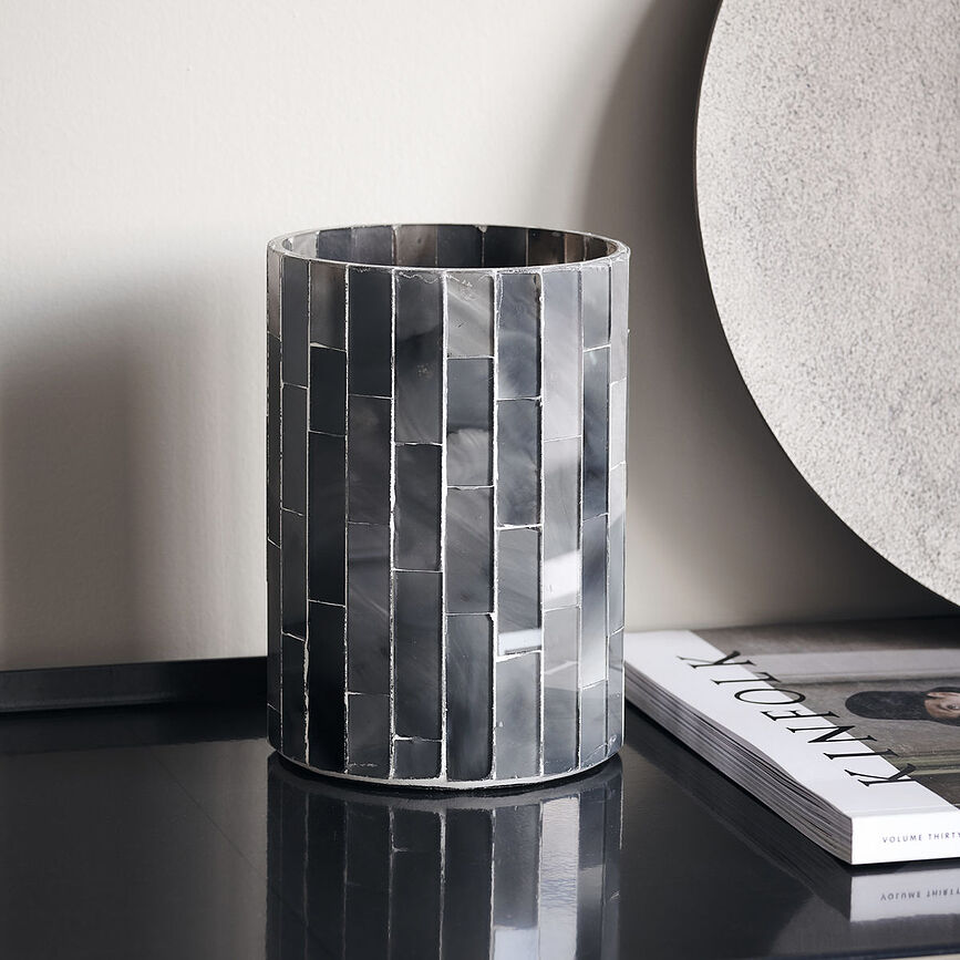 Portavelas para vela de té Amroha, 15 cm, gris