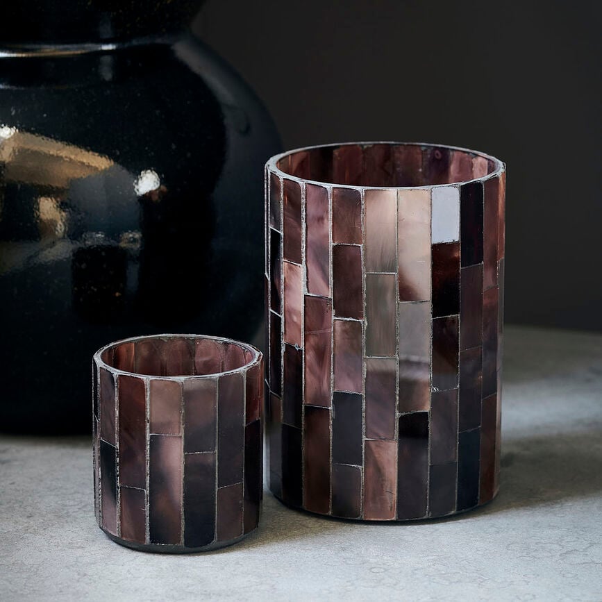 Portavelas para vela de té Amroha, 15 cm, marrón