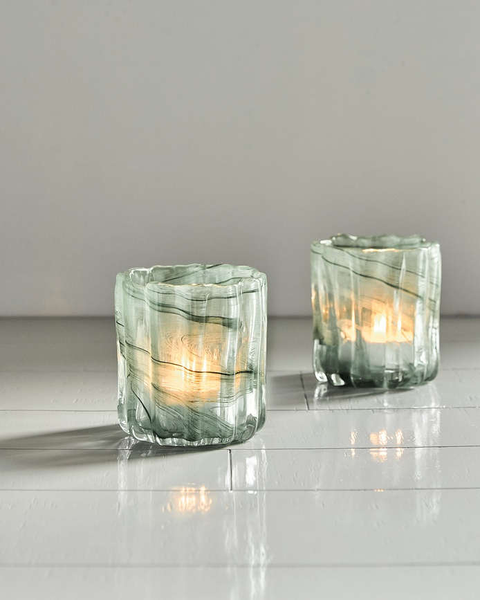 Portavelas para velas de té HDCurl, azul claro, 2 unidades