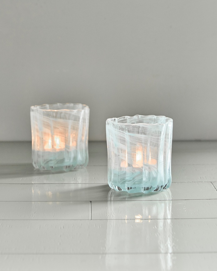 Portavelas para velas de té HDCurl, azul claro, 2 unidades