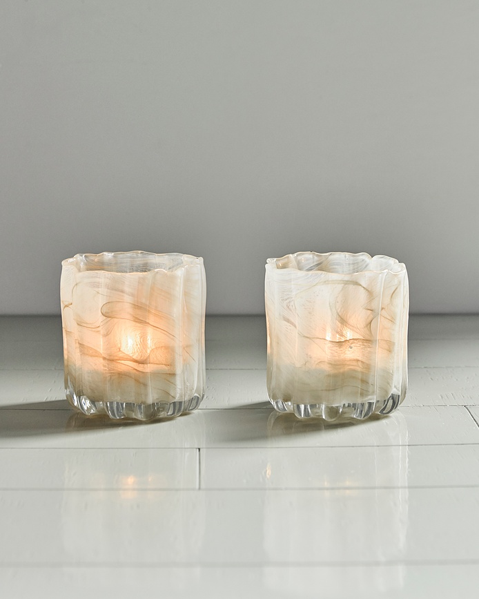 Portavelas para velas de té HDCurl, azul claro, 2 unidades