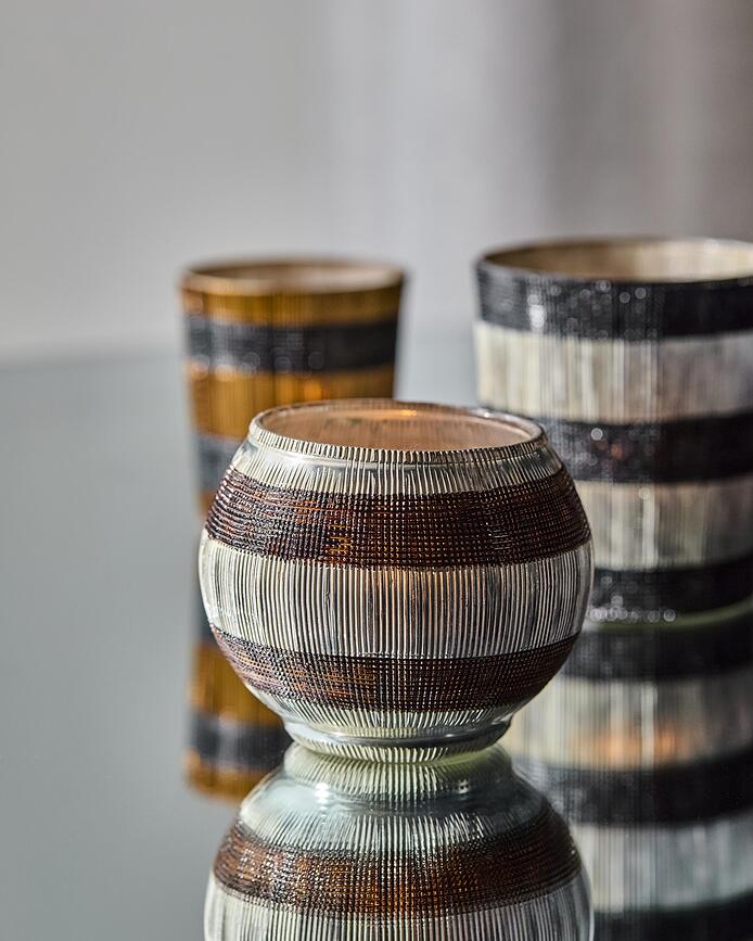 Portavelas para velas de té Stripe, plateados, 2 unidades