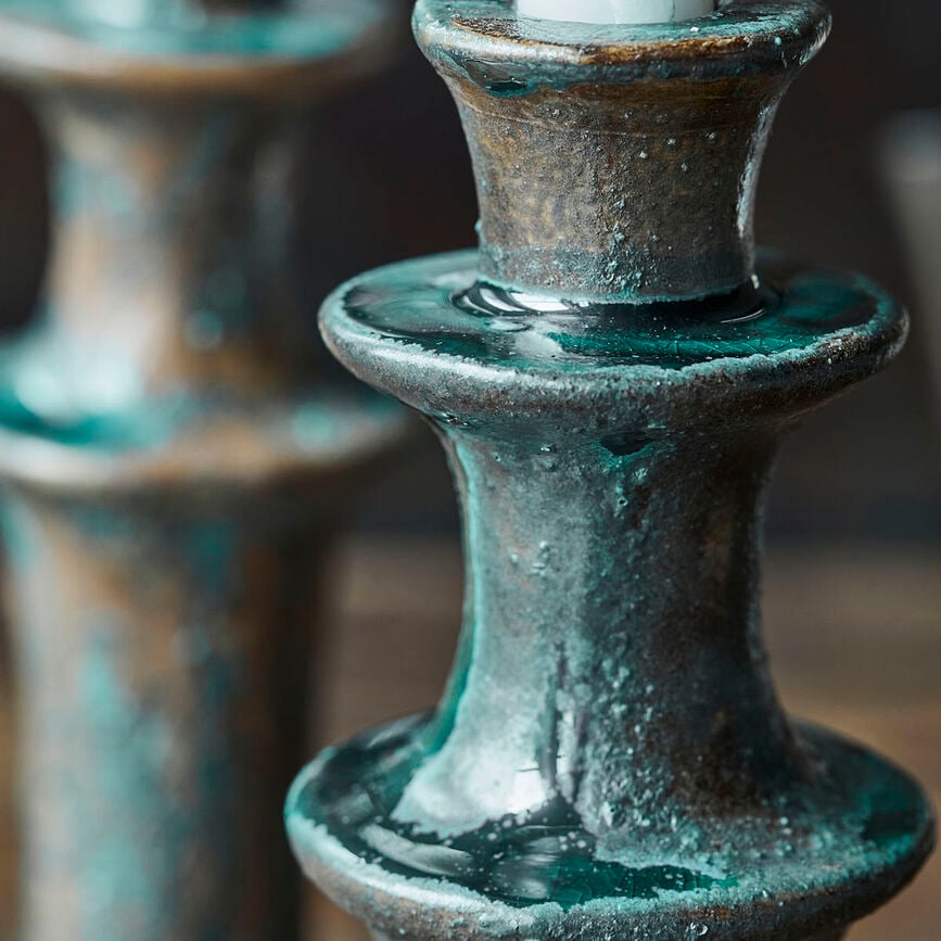 Raag Svečnik za klasično svečo, 26 cm, zelen