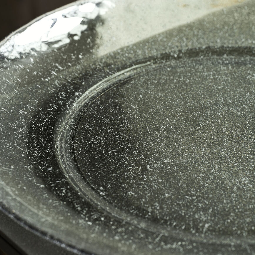 Rain Assiettes 27 cm, en grès, vertes, Lot de 2