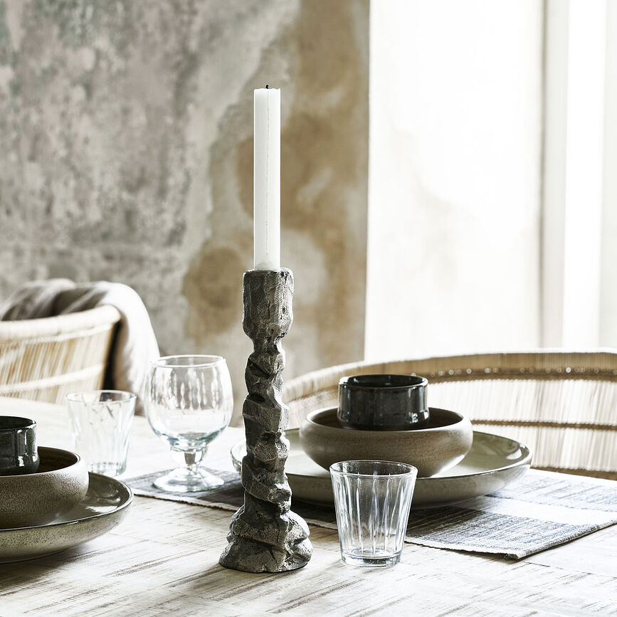 Raku Bougeoir pour bougie classique, 25 cm, argenté