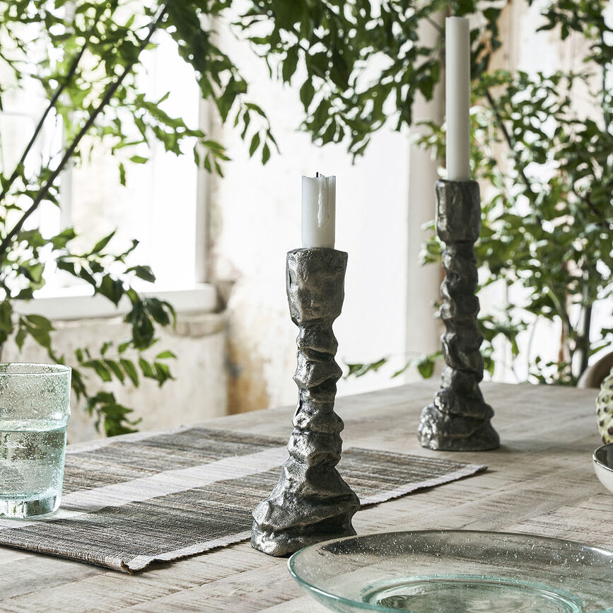 Raku Κηροπήγιο, για κλασικό κερί, ασημένιο, 25 cm