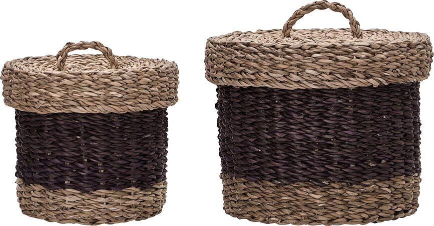 Rangi Round Storage Baskets, plum, 2 pcs