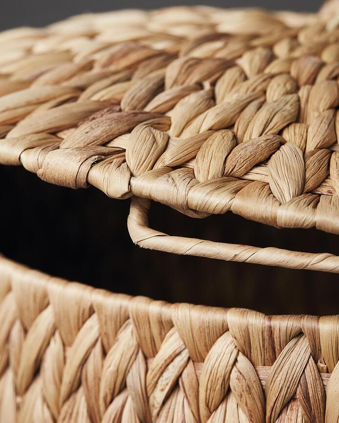 Rata Natural Paniers de Rangement avec couvercles, naturels, Lot de 3