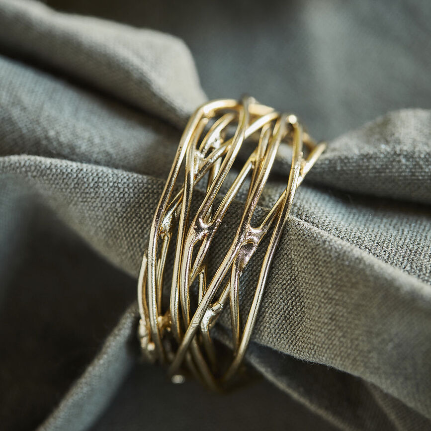 Ring Ronds de Serviette, dorés, Lot de 4