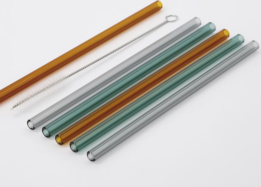 Save Pailles avec brosse de nettoyage, en verre, Lot de 6