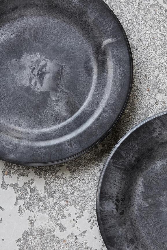 Serveur Assiettes à Dessert, noires, Lot de 4