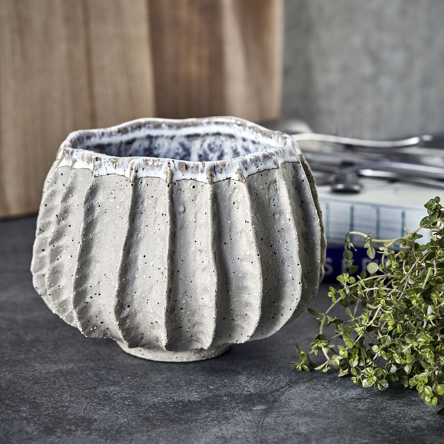 Shell Lonček za rože, 18 cm, bež-siv