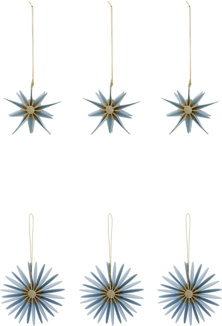 Stari Christbaumschmuck Stern 8 cm, hellblau, 6 St.