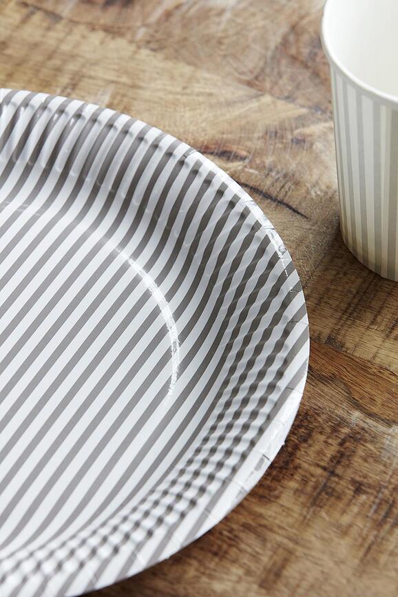 Stribe Assiettes en Papier, beiges, Lot de 12