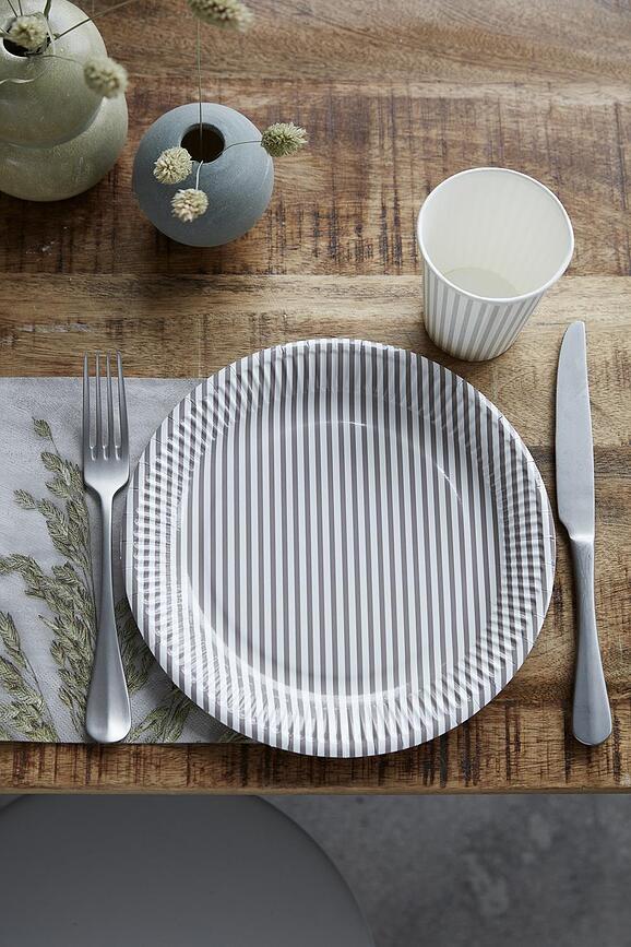 Stribe Assiettes en Papier, beiges, Lot de 12