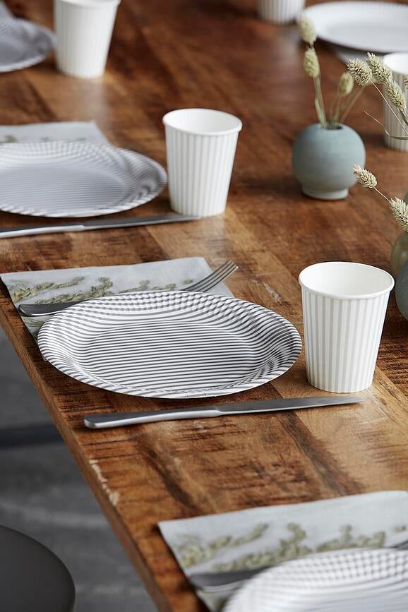 Stribe Gobelets en Papier, gris, Lot de 12