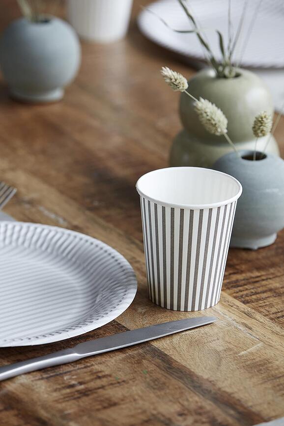 Stribe Gobelets en Papier, gris, Lot de 12