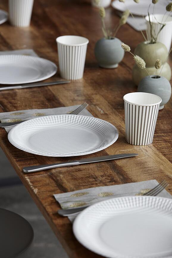 Stribe Gobelets en Papier, gris, Lot de 12