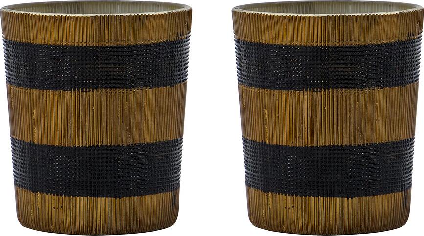 Stripe Svečniki za čajne svečke, rjavi, 2 kosa