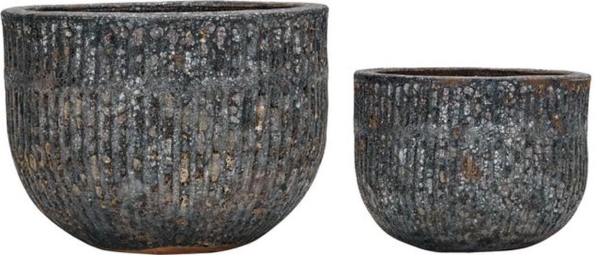 Suco Cache-pots, gris, Lot de 2