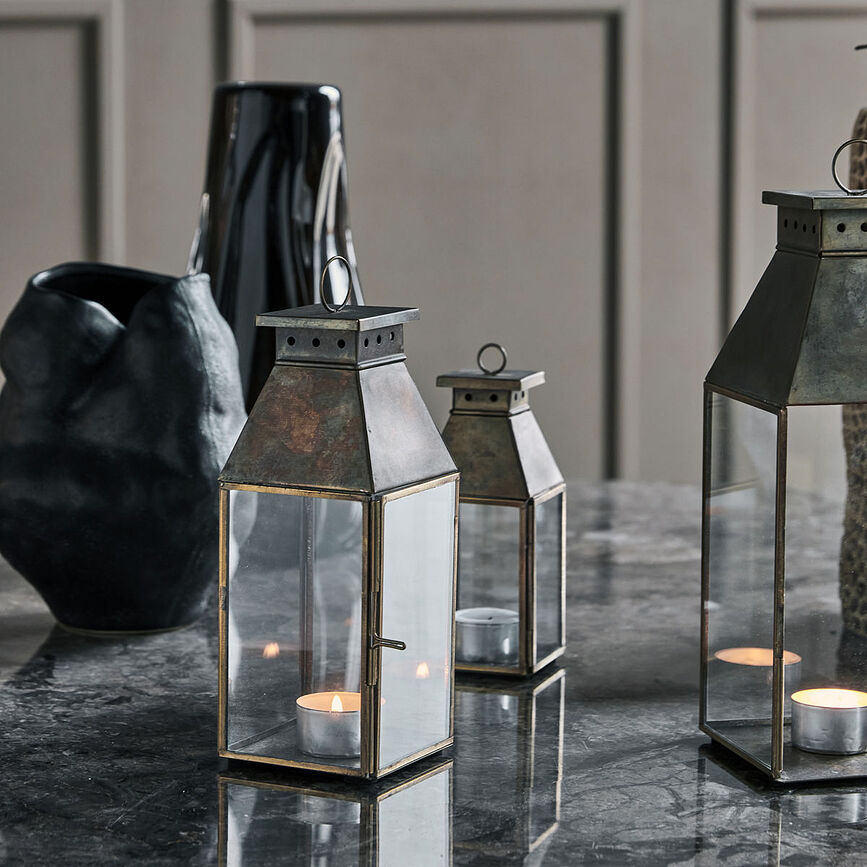 Tilka Lanternes 23,5 cm, laiton antique, Lot de 2