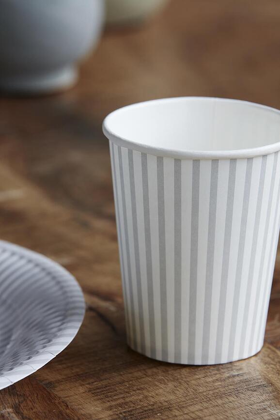 Vasos de papel Stribe, grises, Pack de 12