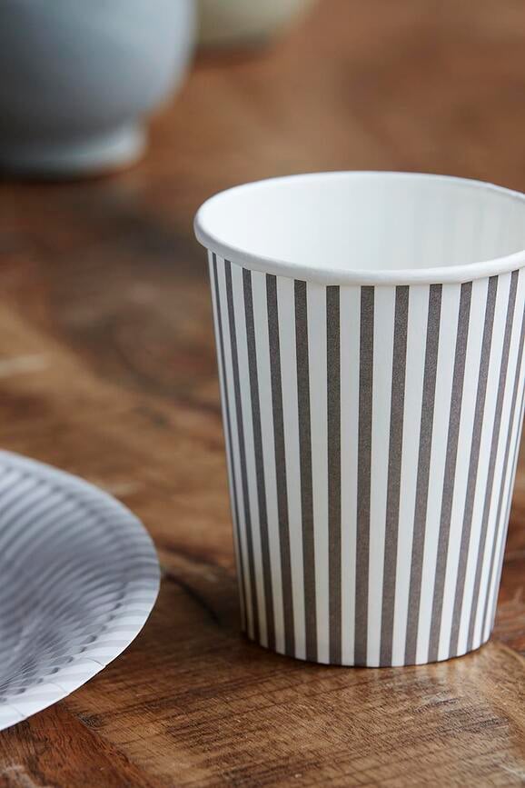 Vasos de papel Stribe, grises, Pack de 12