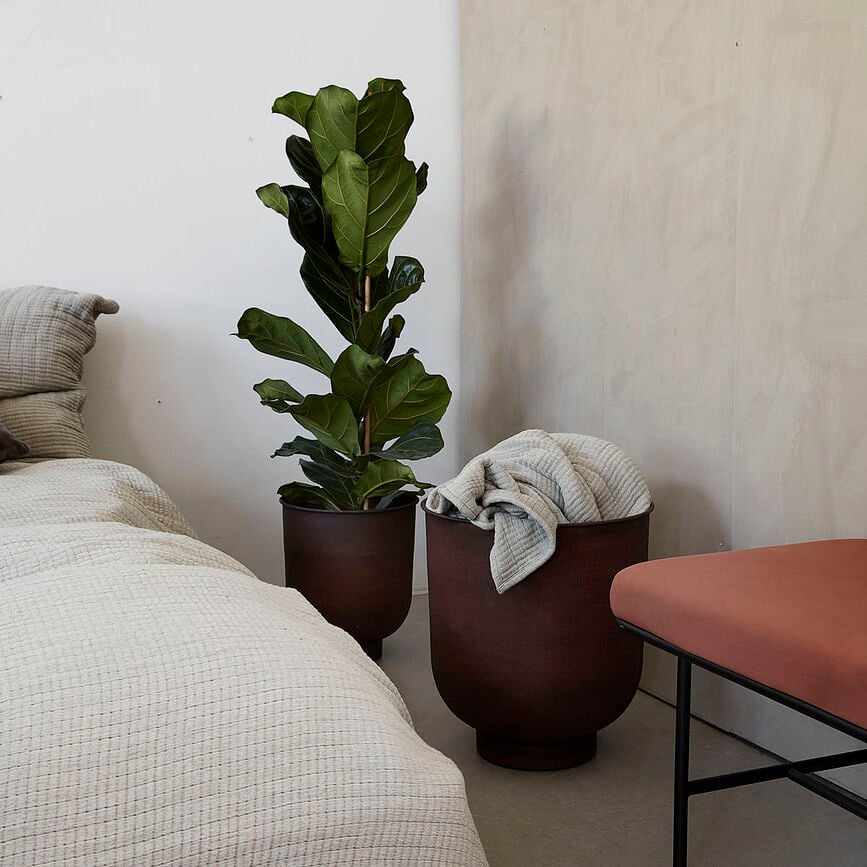 Vig Pots de Fleurs hauts, marron foncé, Lot de 2