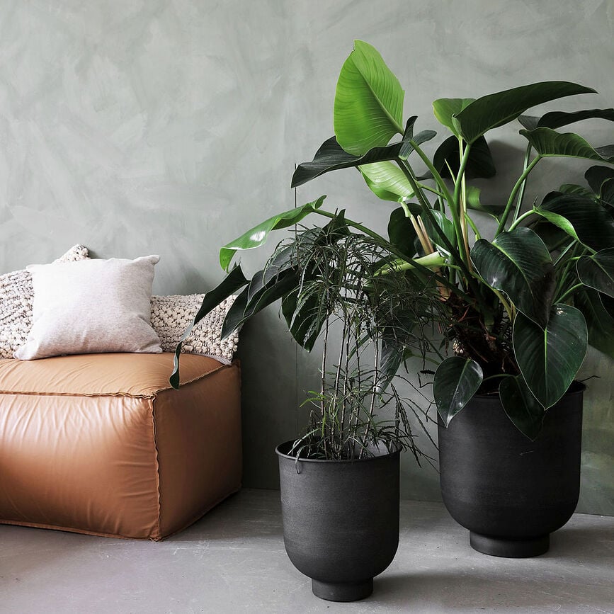 Vig Pots de Fleurs hauts, marron foncé, Lot de 2