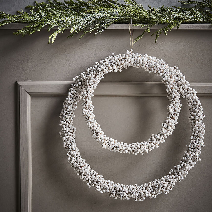 Winter Couronne de Noël, 23 cm, blanche
