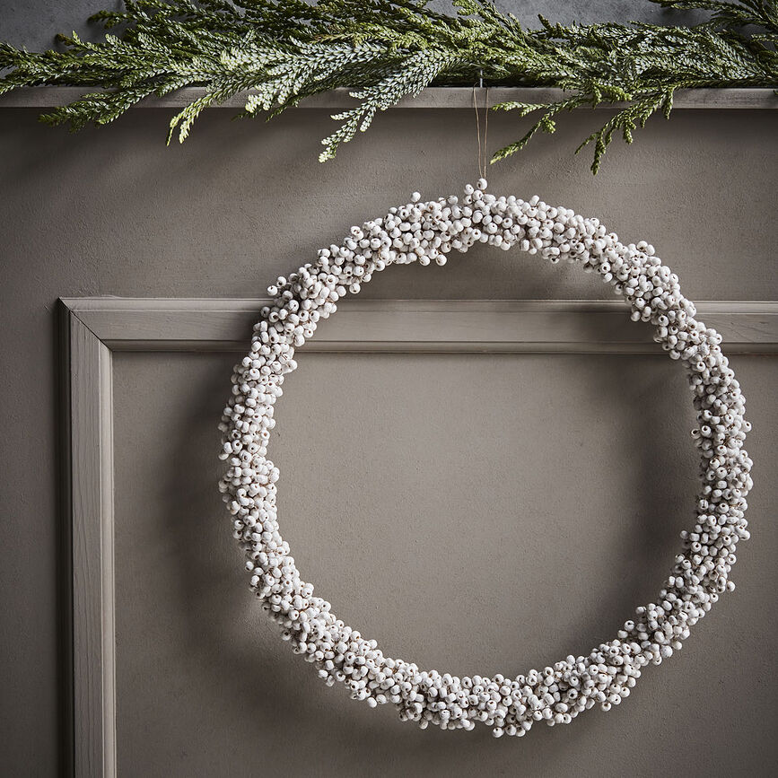 Winter Couronne de Noël, 23 cm, blanche