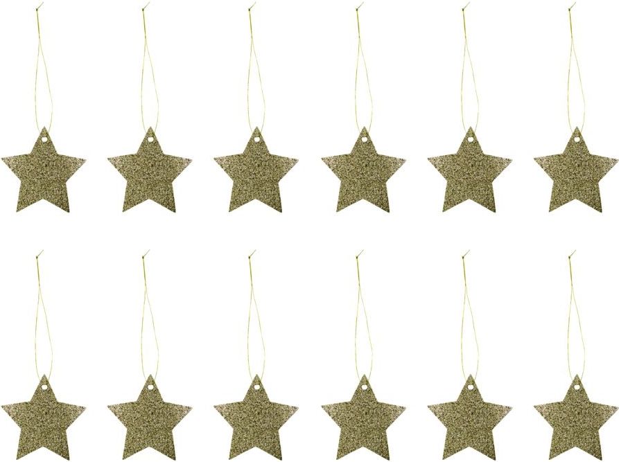 Zawieszki dekoracyjne Star złote 12 szt.