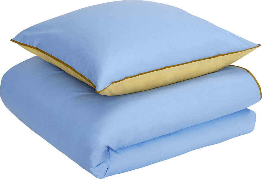 Aki Parure de lit, bleue et jaune