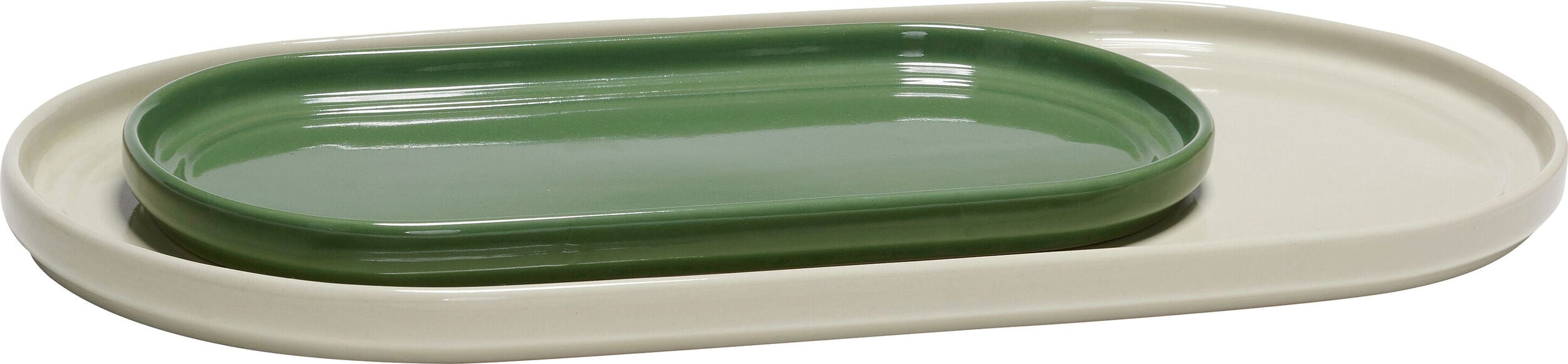 Amare Dekorative Tabletts sandfarbig und grün 2 St.